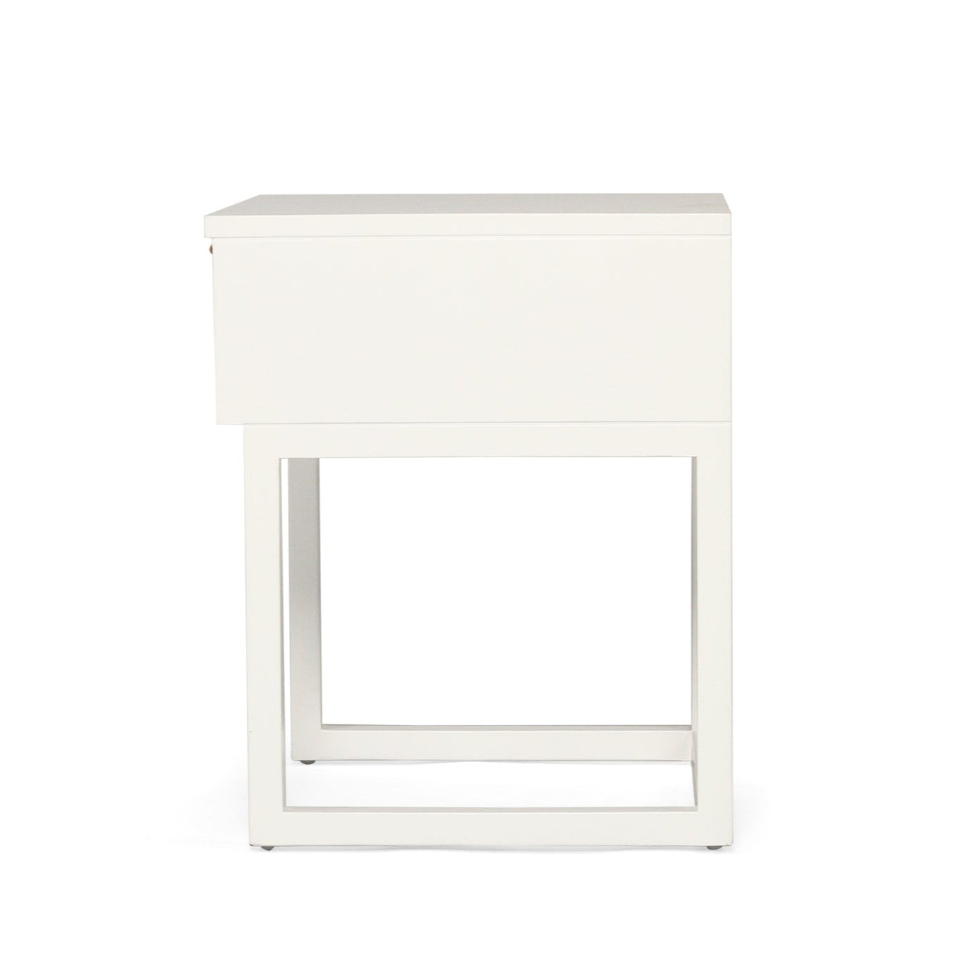Flynn Teak Bedside Table - White - 0.55m