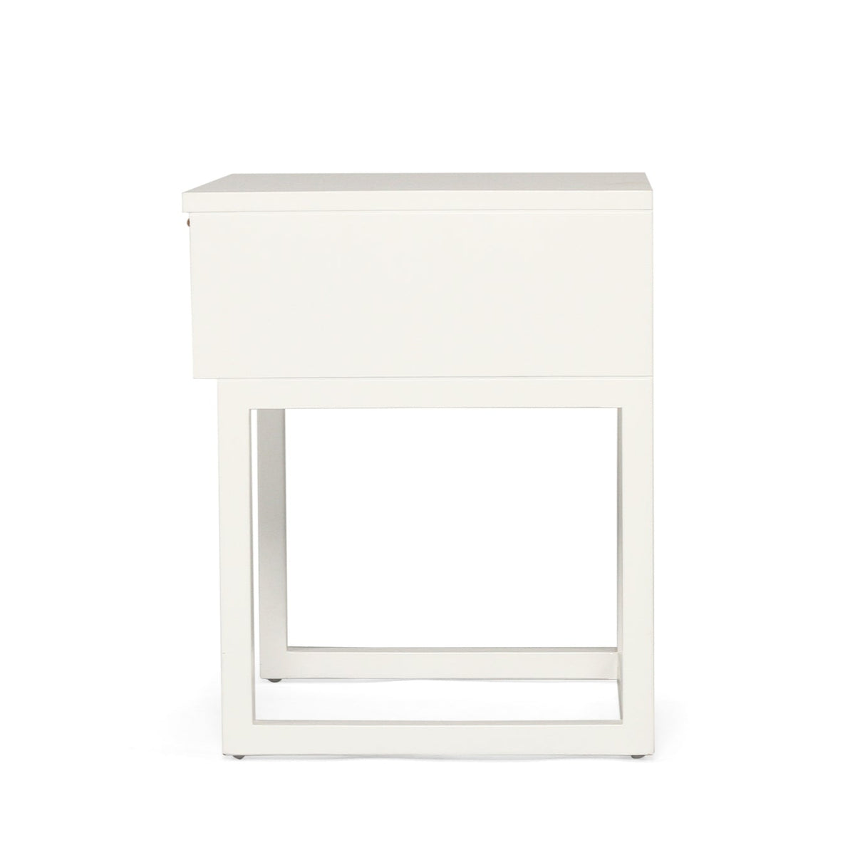 Flynn Teak Bedside Table - White - 0.55m
