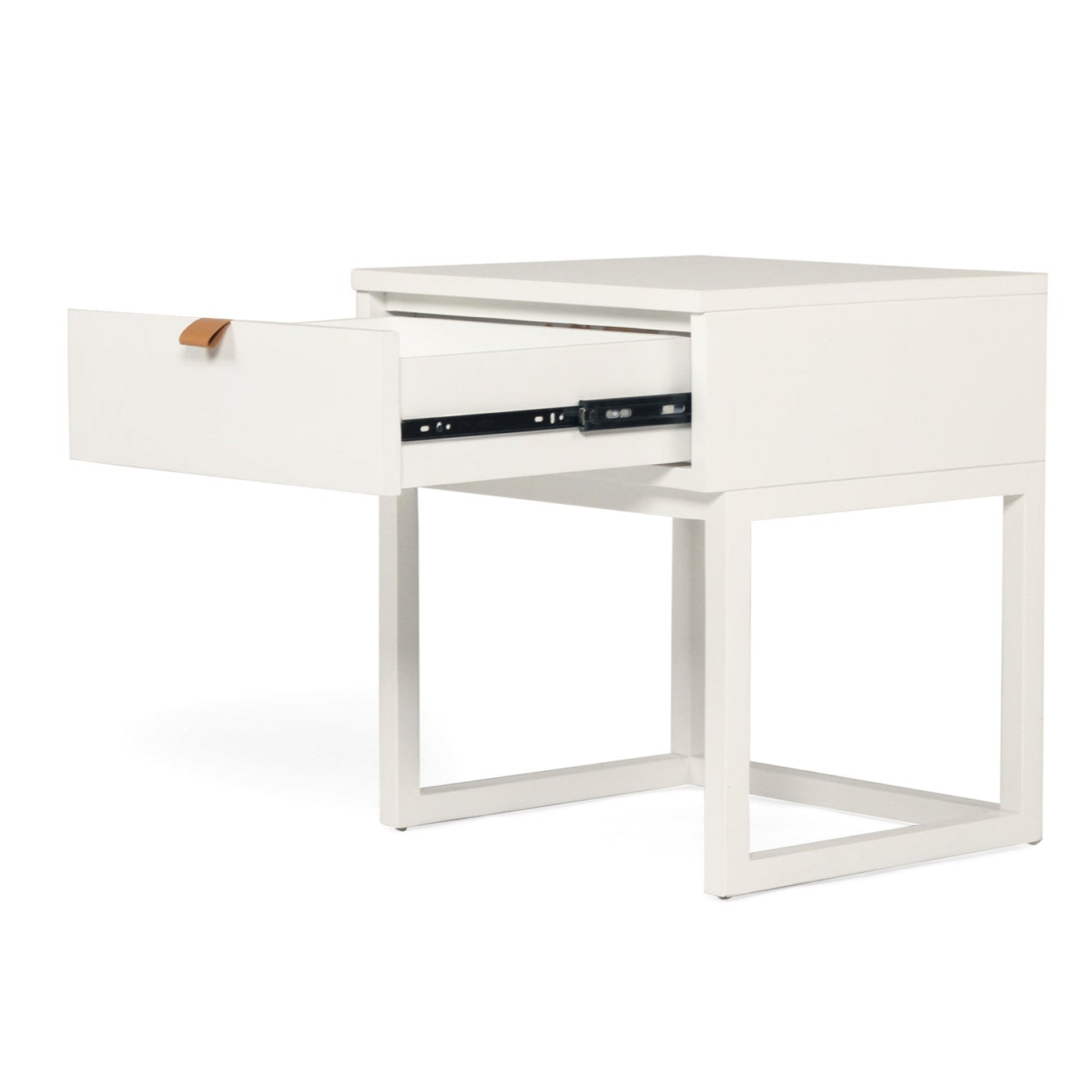 Flynn Teak Bedside Table - White - 0.55m
