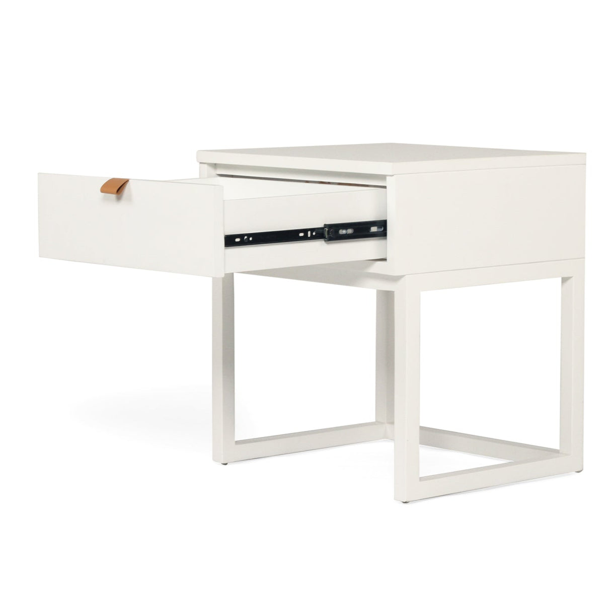 Flynn Teak Bedside Table - White - 0.55m