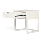 Flynn Teak Bedside Table - White - 0.55m