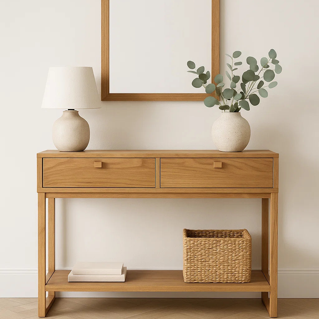 Flynn Teak Console Table – Natural –  0.8m