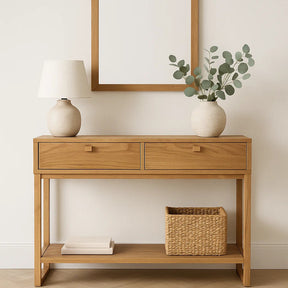 Flynn Teak Console Table – Natural –  0.8m