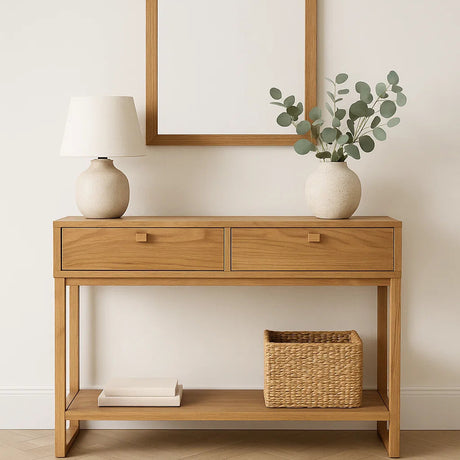 Flynn Teak Console Table – Natural –  0.8m
