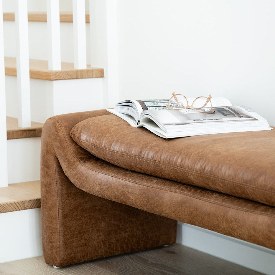 Freja Timber frame Bench – Cognac Leather