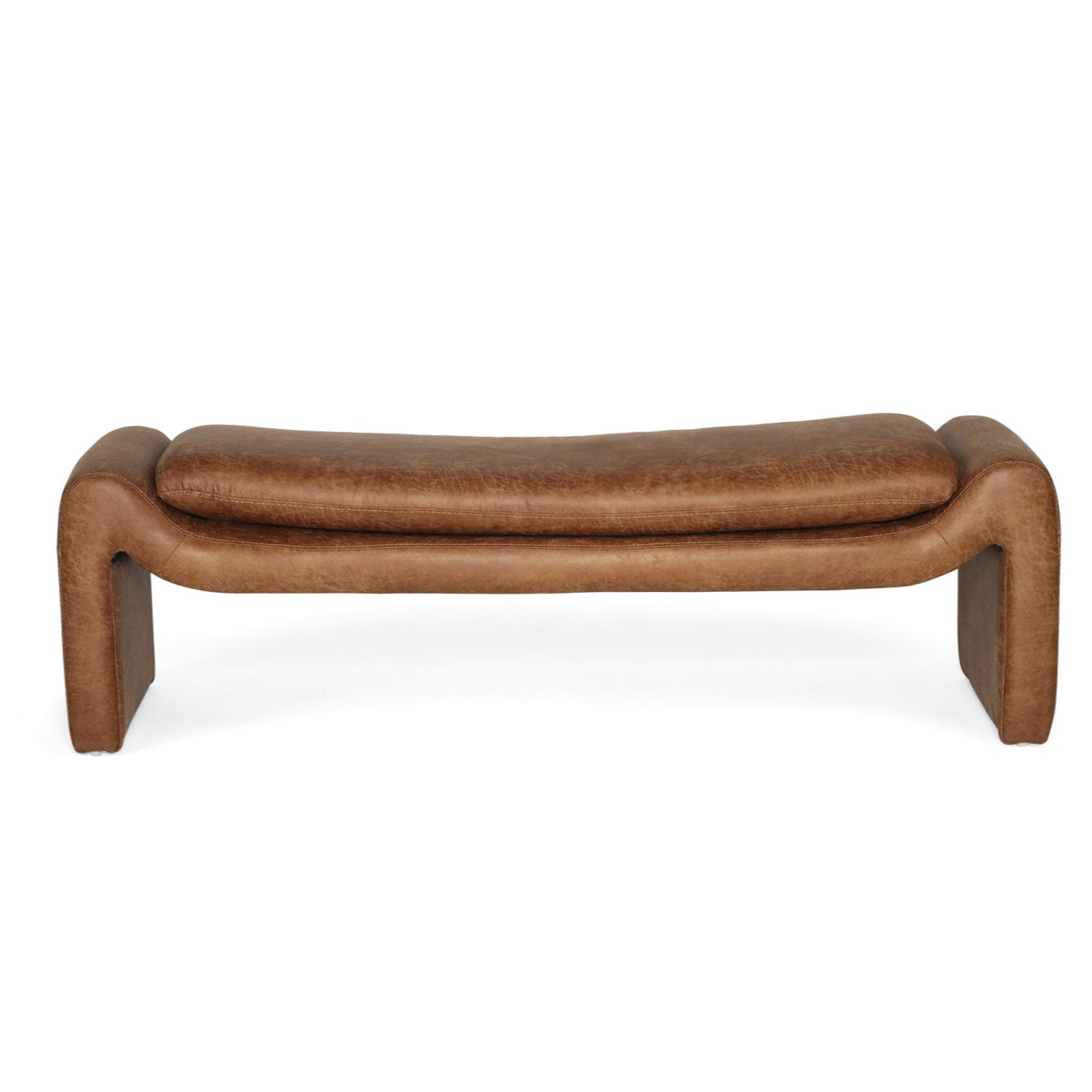 Freja Timber frame Bench – Cognac Leather