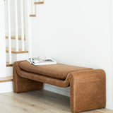 Freja Timber frame Bench – Cognac Leather