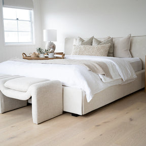 Freja Timber frame Ottoman – Linen