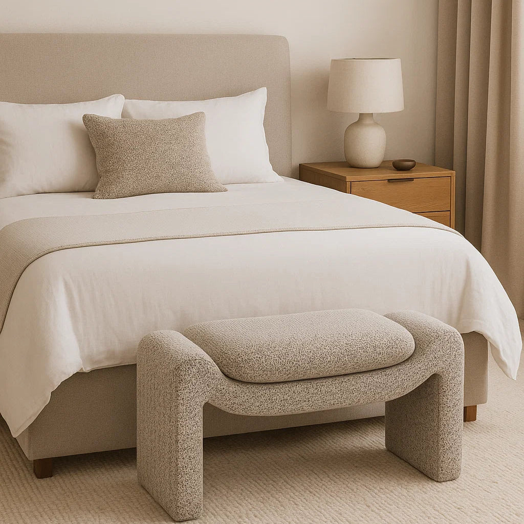 Freja Timber frame Ottoman – Mottled Taupe