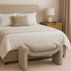 Freja Timber frame Ottoman – Mottled Taupe