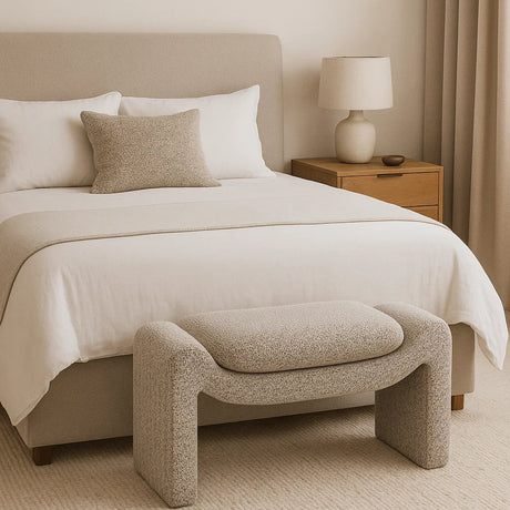 Freja Timber frame Ottoman – Mottled Taupe
