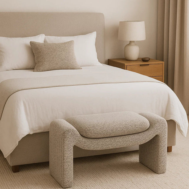 Freja Timber frame Ottoman – Mottled Taupe