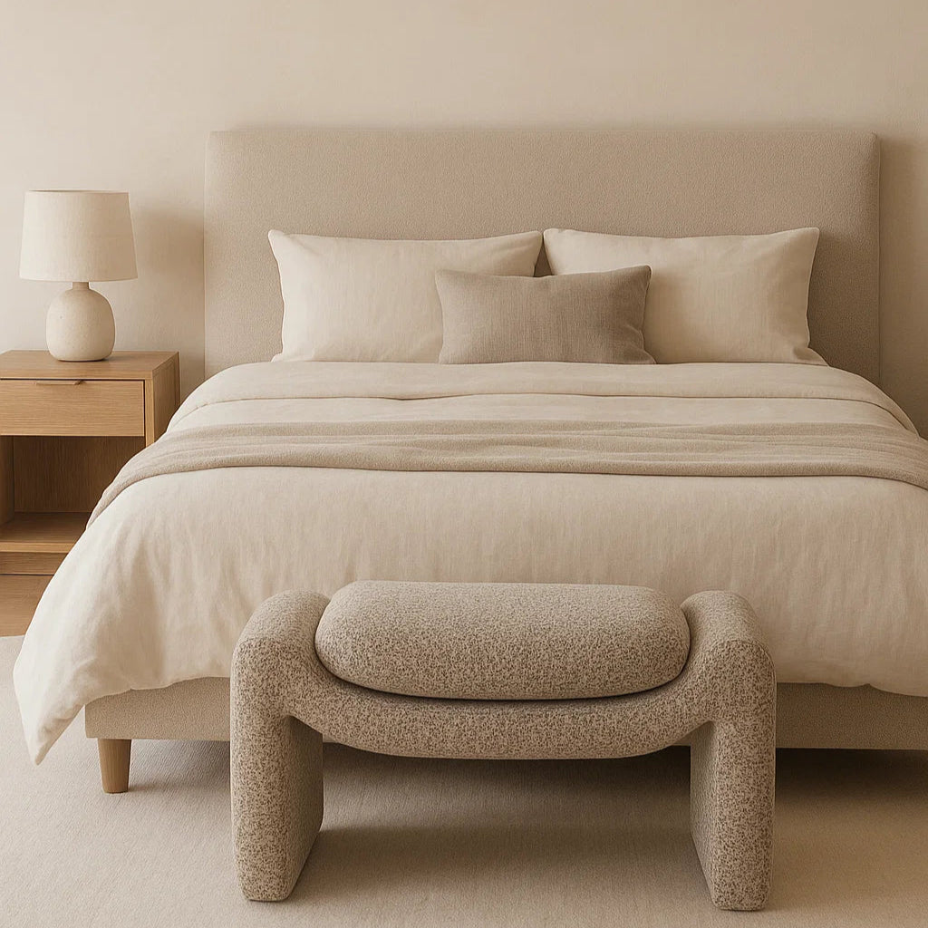 Freja Timber frame Ottoman – Mottled Taupe