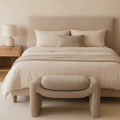 Freja Timber frame Ottoman – Mottled Taupe