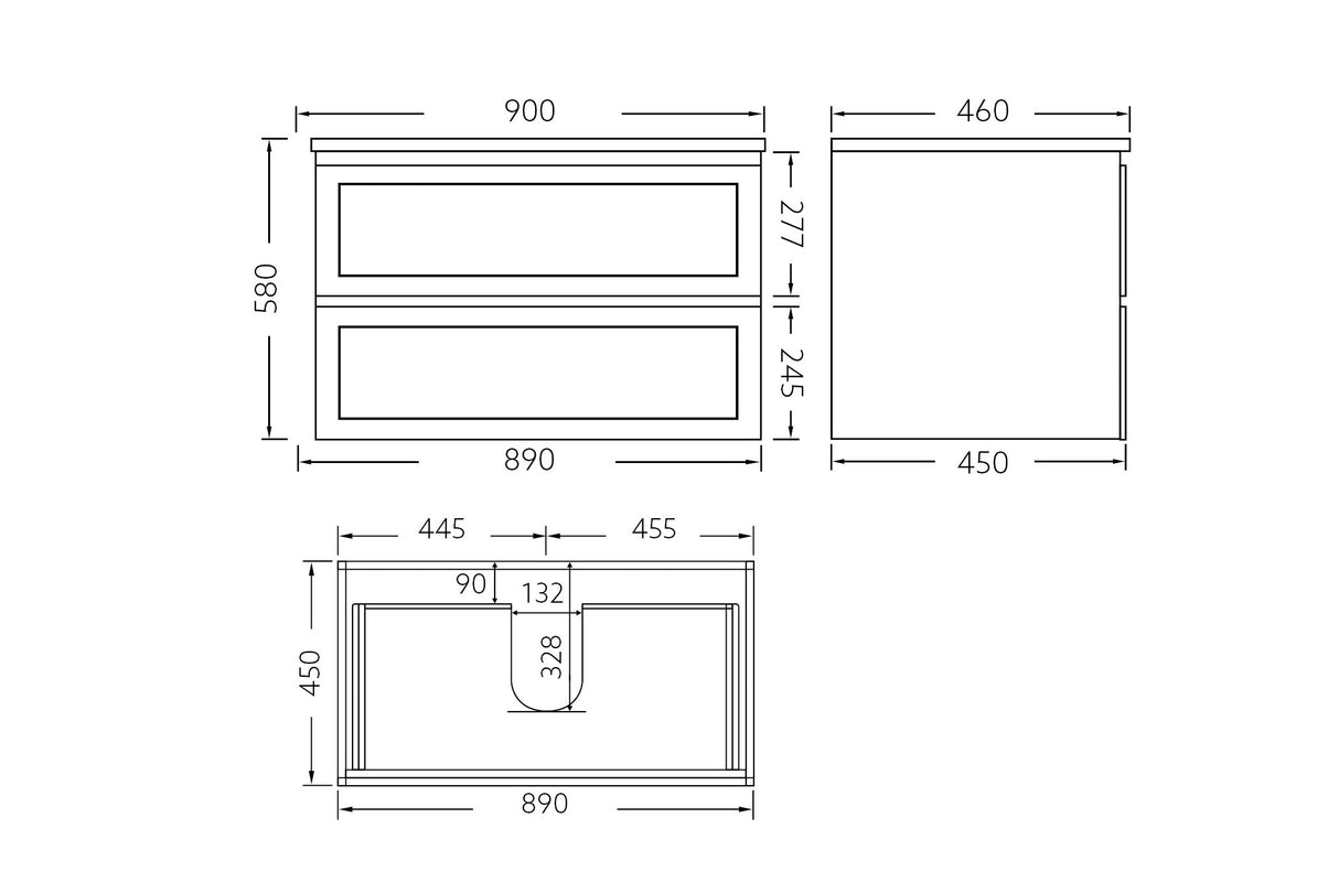 Fremantle PVC Wall Hung Cabinet Vanity 900mm (Matte White)