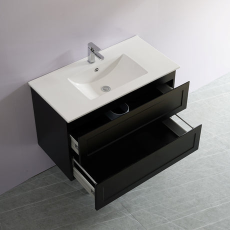 Fremantle PVC Wall Hung Cabinet Vanity 900mm (Matte Black)