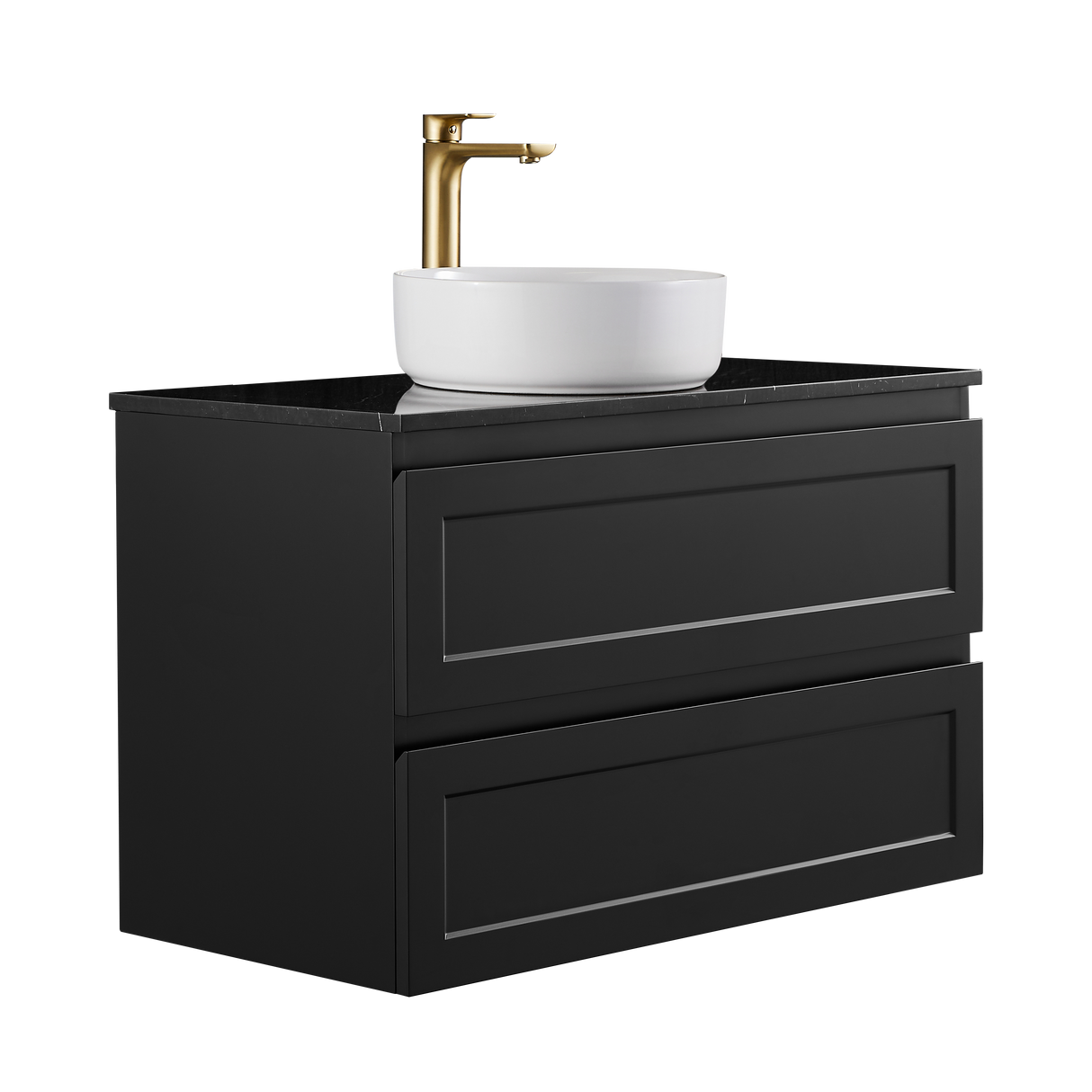 Fremantle PVC Wall Hung Cabinet Vanity 900mm (Matte Black)