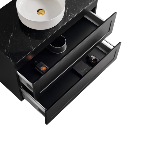 Fremantle PVC Wall Hung Cabinet Vanity 900mm (Matte Black)