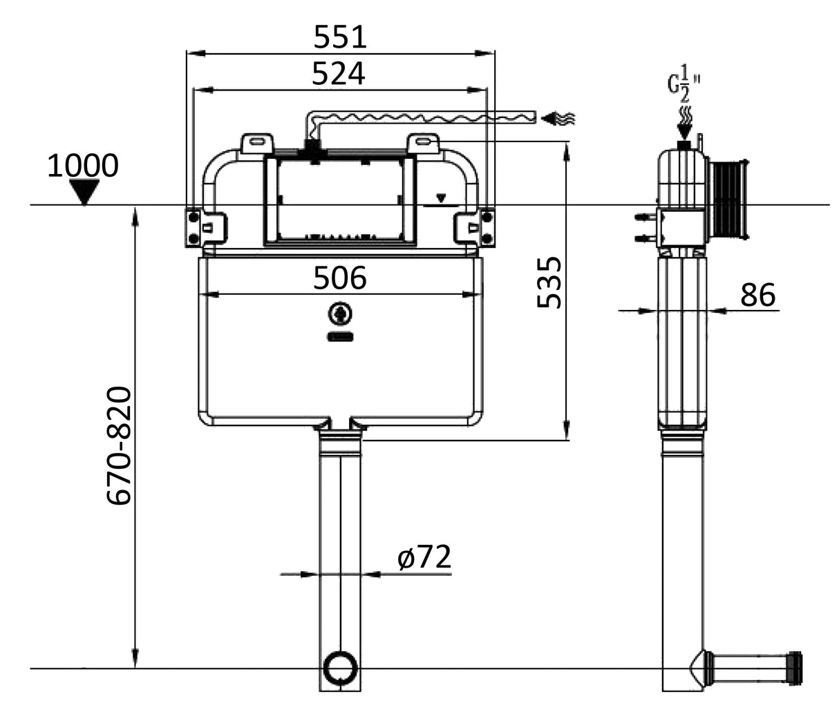 Standard Cistern for PTW1012 (Gloss White)