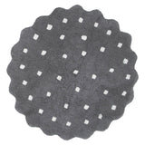 Mellow Round Scalloped Kids Rug Grey