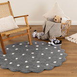 Mellow Round Scalloped Kids Rug Grey