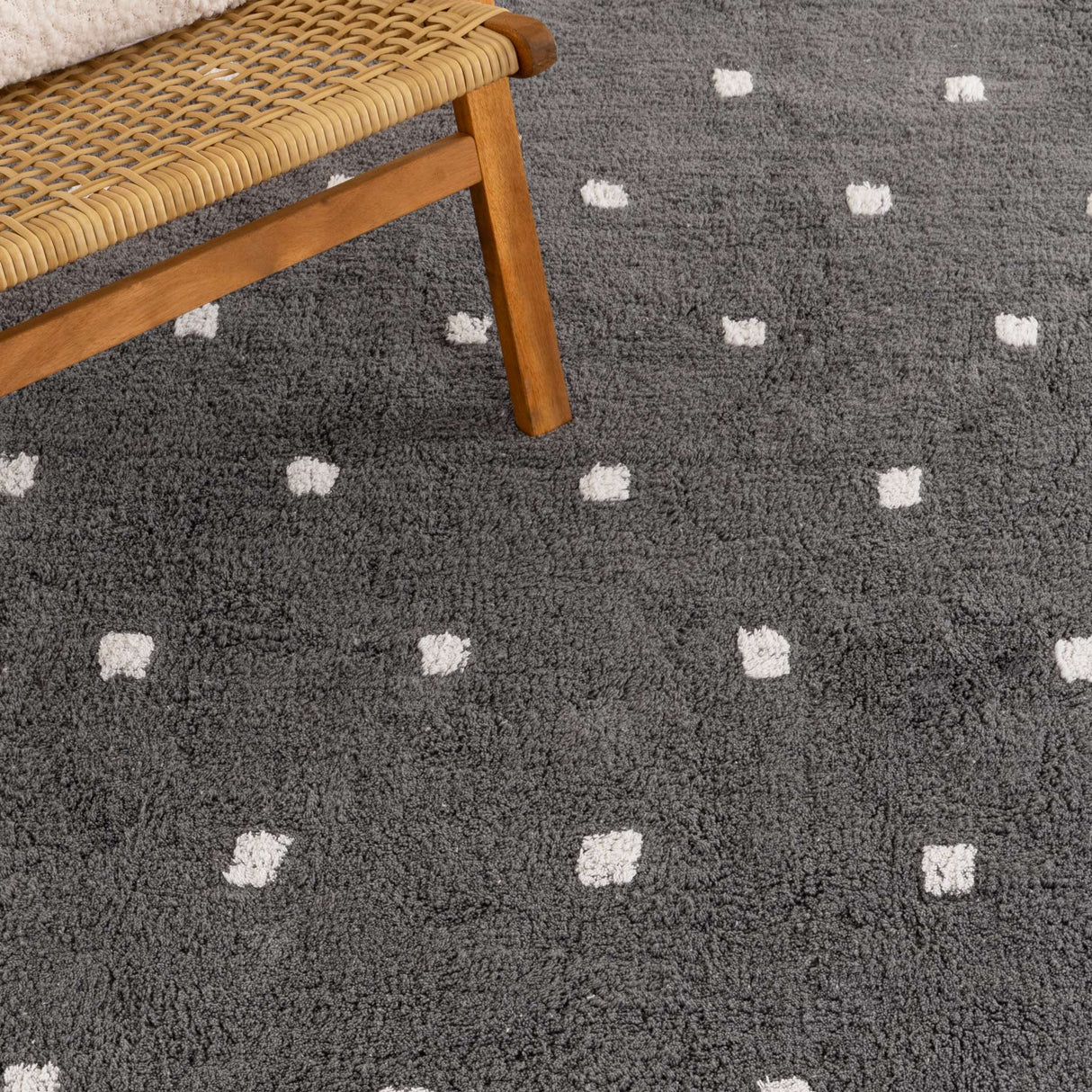 Mellow Rectangle Scalloped Kids Rug Grey: New Arrival