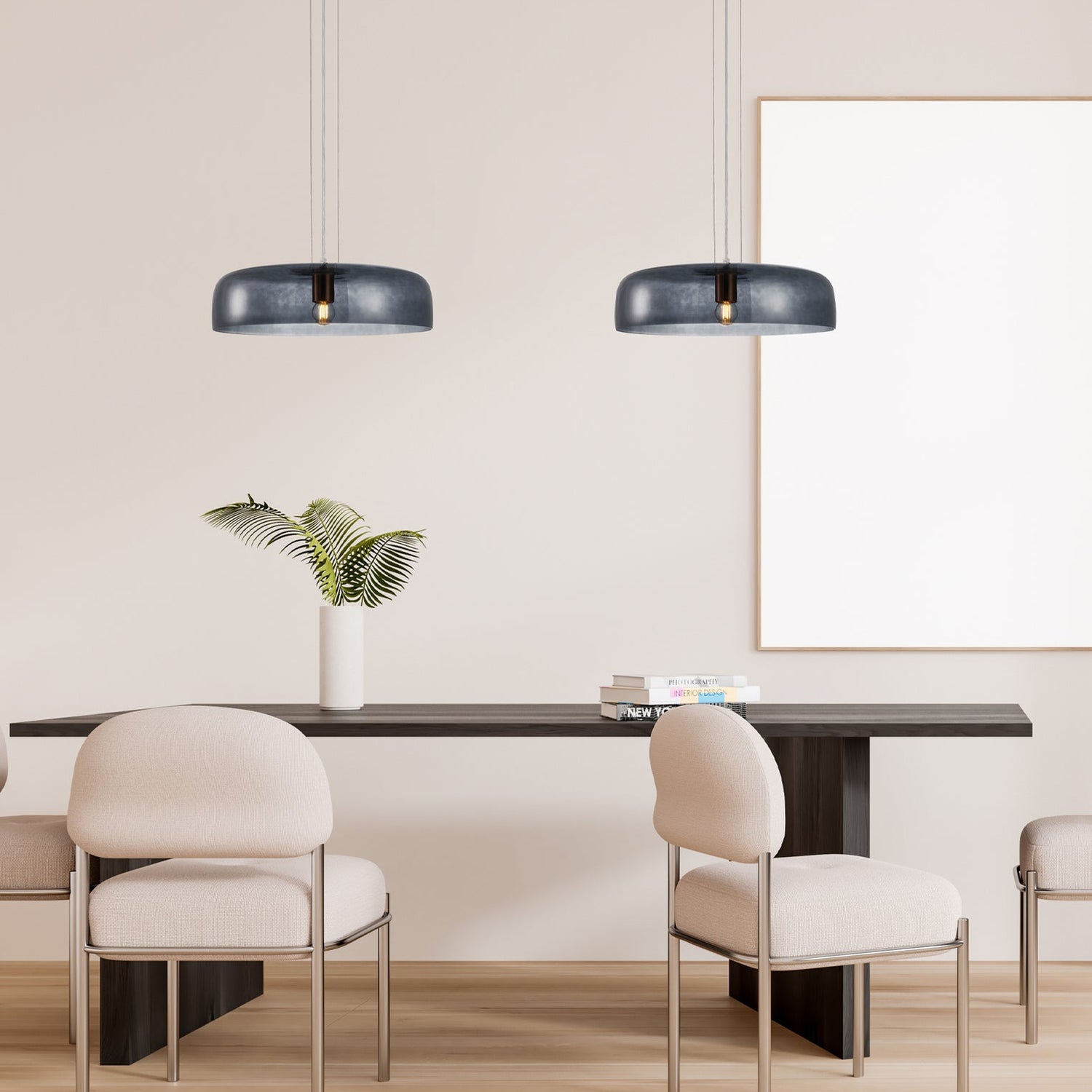 GELATINA: Interior Dome Glass with Brass Highlight Pendant Lights