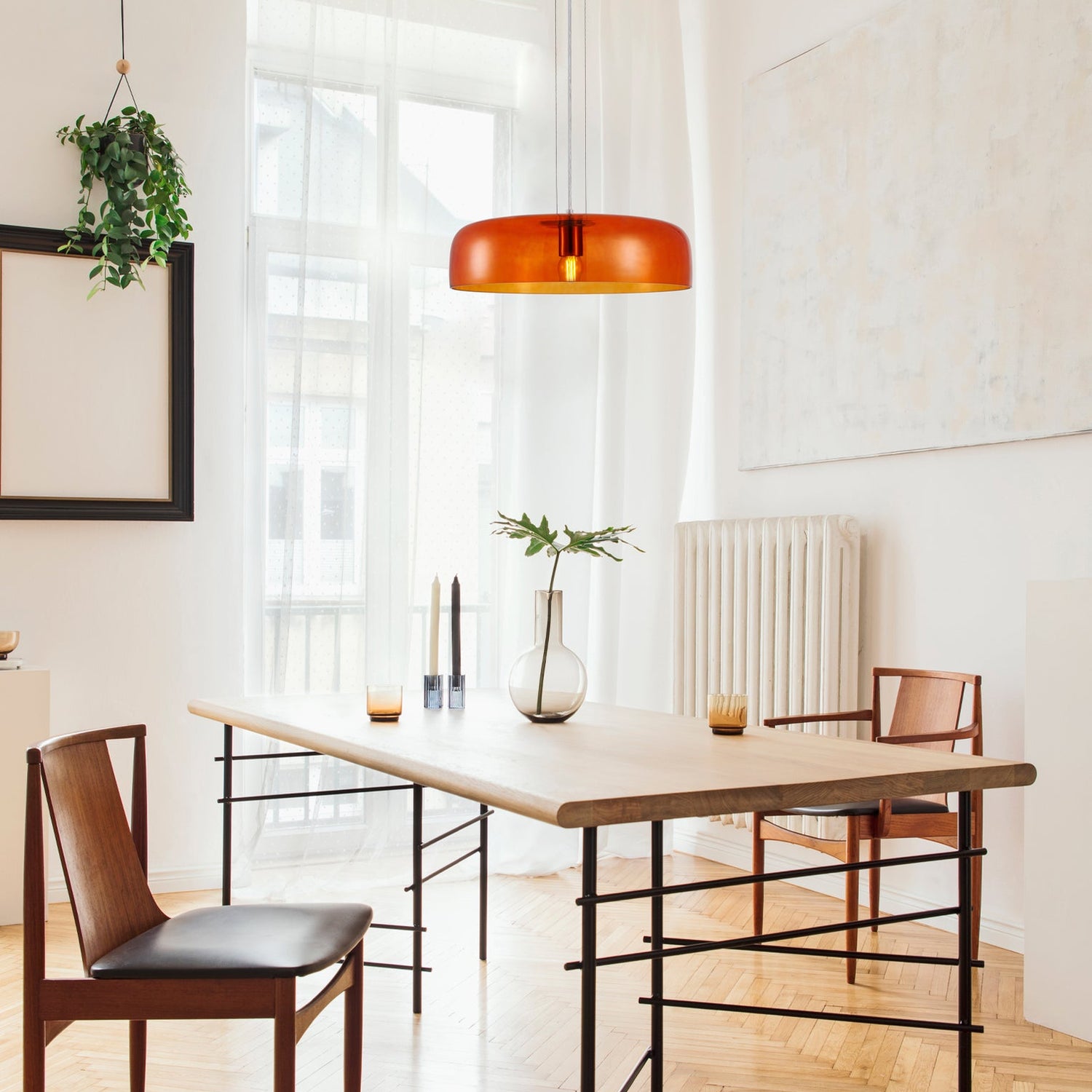 GELATINA: Interior Dome Glass with Brass Highlight Pendant Lights