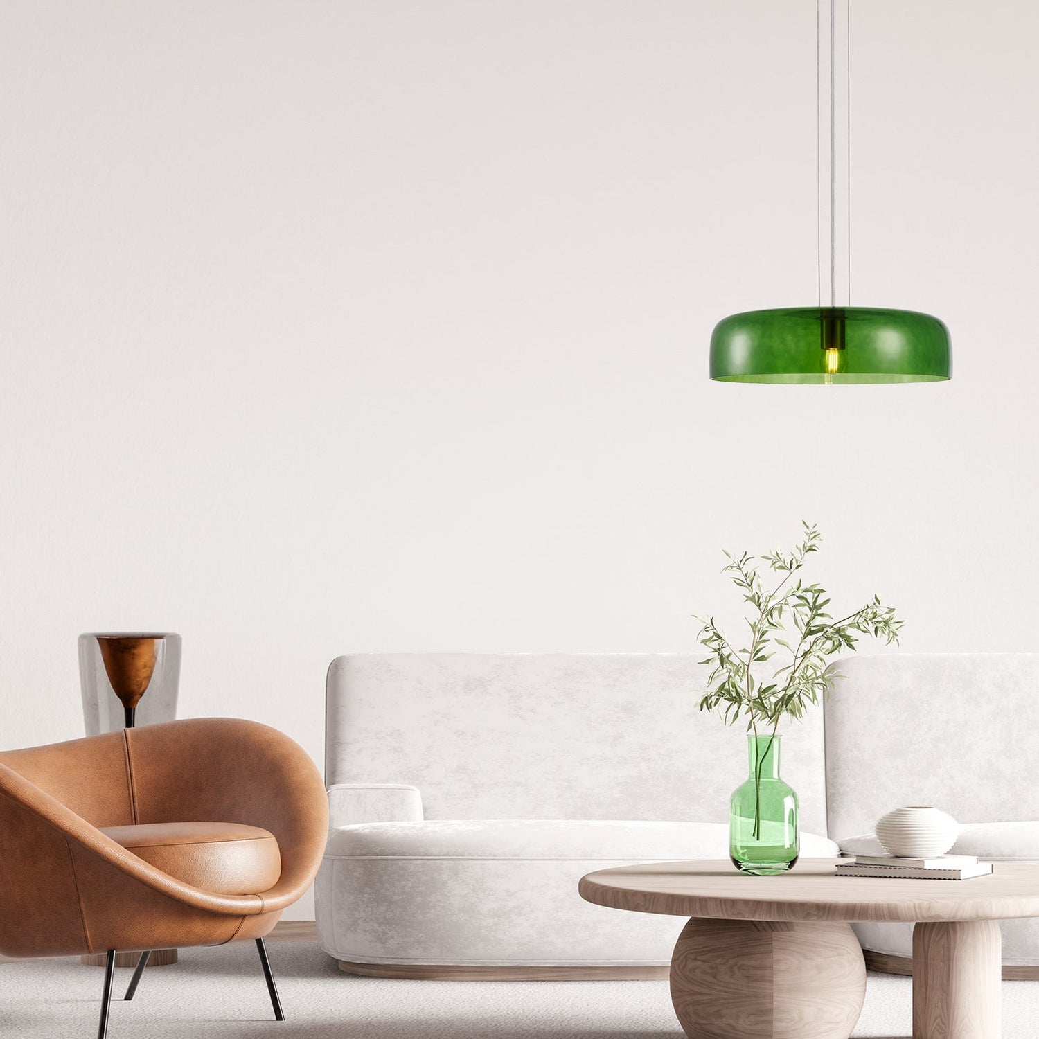 GELATINA: Interior Dome Glass with Brass Highlight Pendant Lights