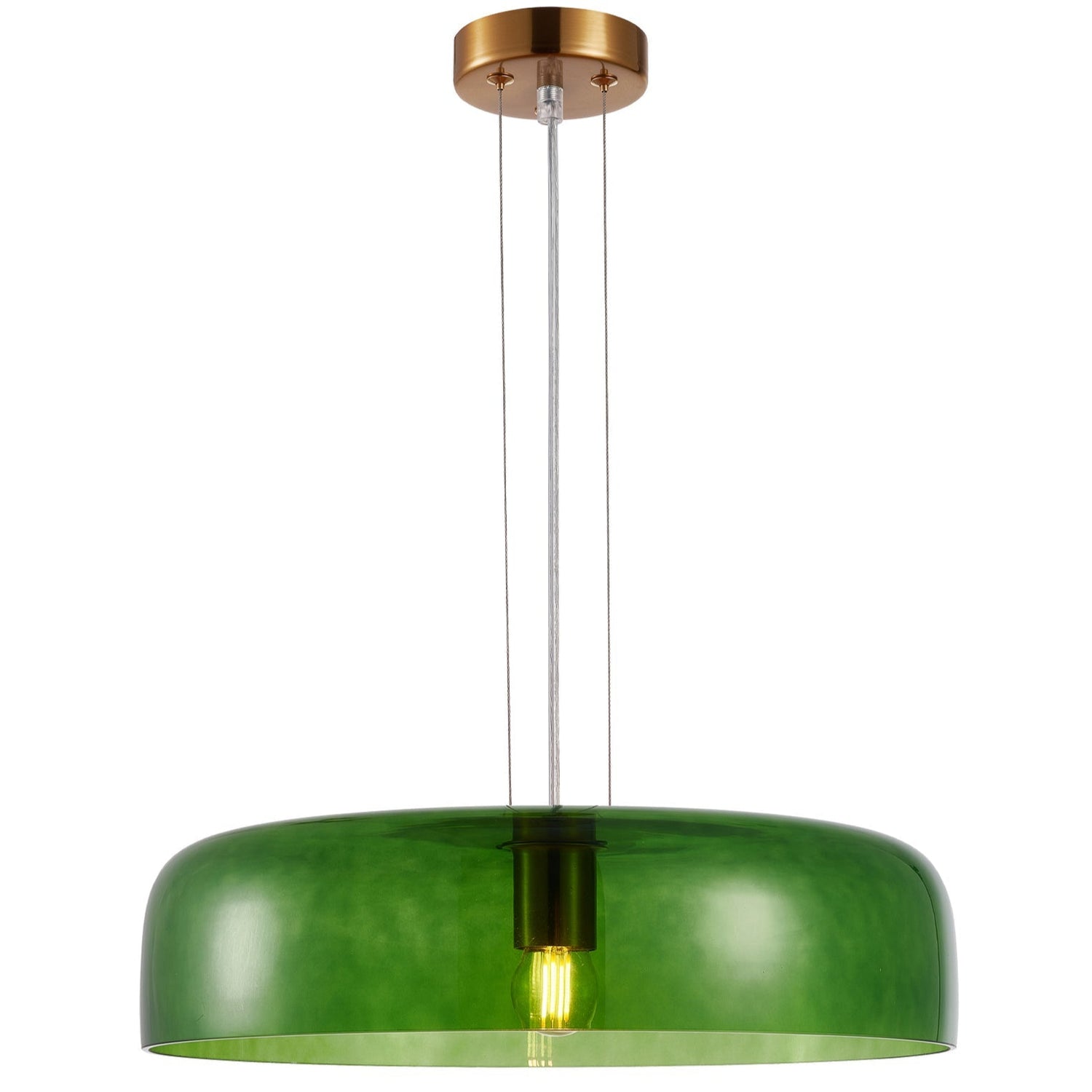 GELATINA: Interior Dome Glass with Brass Highlight Pendant Lights