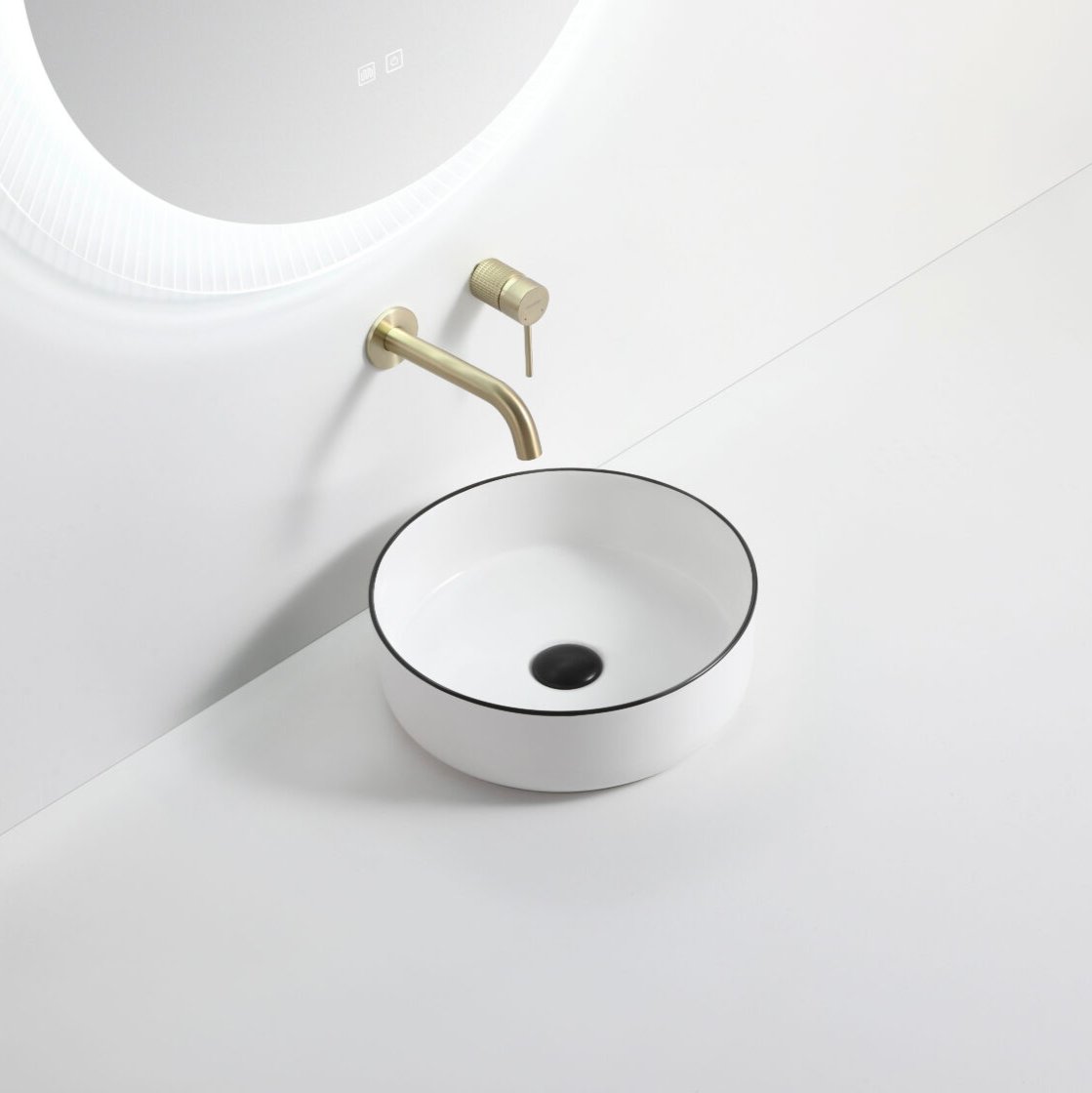 ABS Gloss White with Black Rim Basin (Round: 360x360x120)