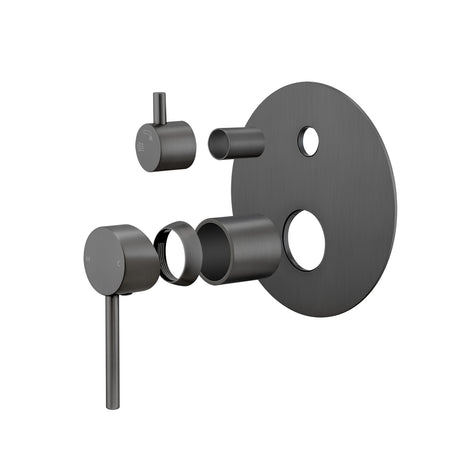 LUCID PIN Round Shower Bath Mixer Diverter - Brushed Gun Metal
