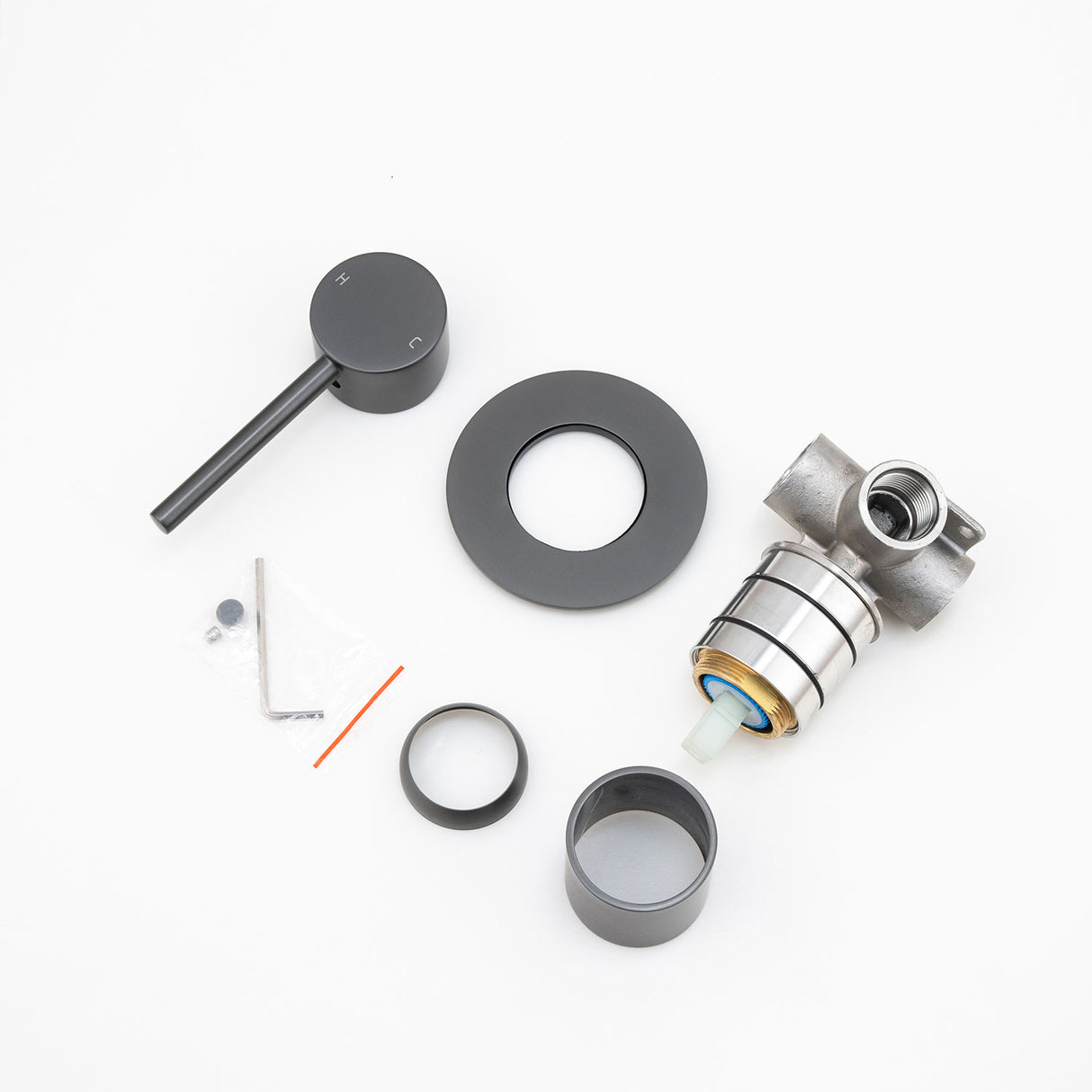 LUCID PIN Wall Mixer 80mm - Brushed Gun Metal