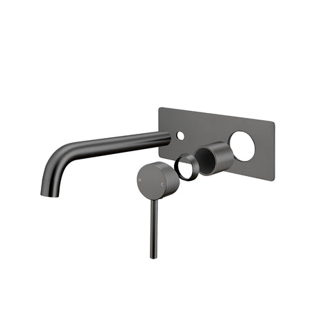 LUCID PIN Series Wall Mixer With Round Spout - Brushed Gun Metal