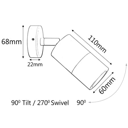 GU10_Exterior_Wall_Pillar_Spot_Lights_IP65_Drawing
