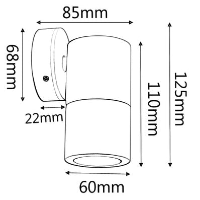 GU10_Exterior_Wall_Pillar_Spot_Lights_IP65_Drawing