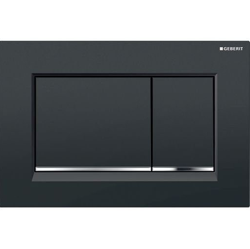 Geberit Sigma30 Push Plate Square Black with Chrome Trim
