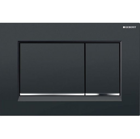 Geberit Sigma30 Push Plate Square Black with Chrome Trim