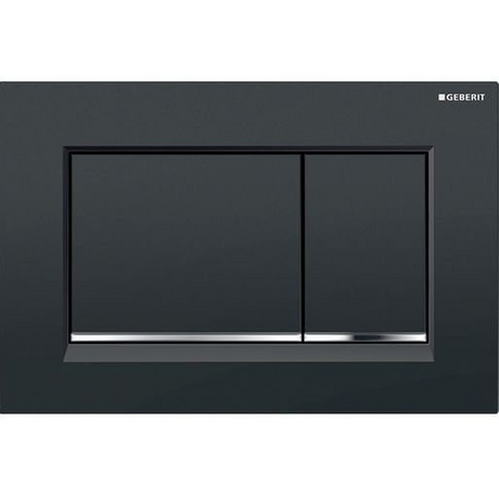 Geberit Sigma30 Push Plate Square Black with Chrome Trim