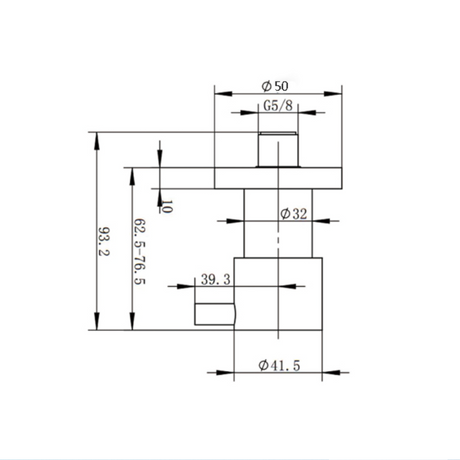 Shower Wall Tap - Brushed Gun Metal Technical Drawing