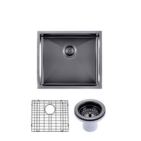 Gunmetal Stainless Steel PVD Single Bowl Kitchen Sink - 510x450x230mm