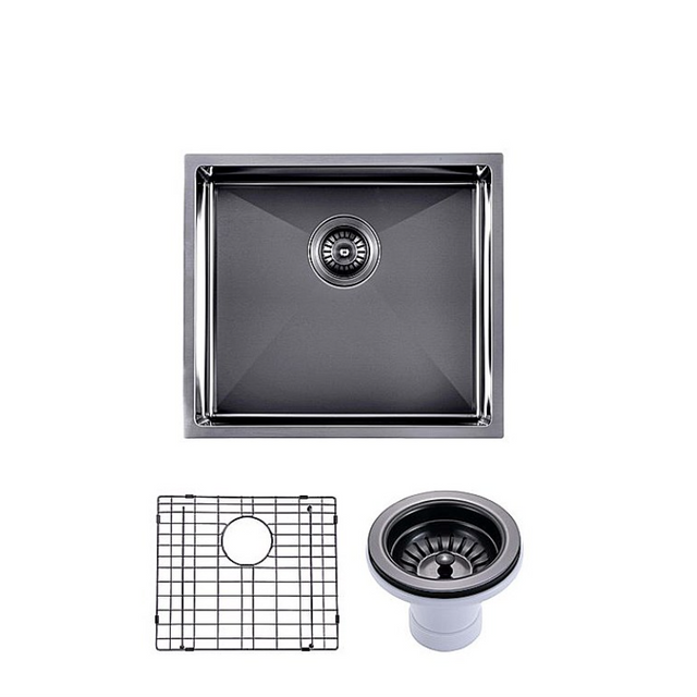 Gunmetal Stainless Steel PVD Single Bowl Kitchen Sink - 510x450x230mm