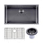 Gunmetal Stainless Steel PVD Single Bowl Kitchen Sink - 762x457x254mm