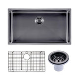Gunmetal Stainless Steel PVD Single Bowl Kitchen Sink - 762x457x254mm