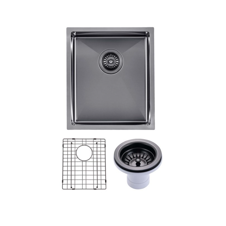 Gunmetal Stainless Steel PVD Single Bowl Kitchen Sink (390x450x215)