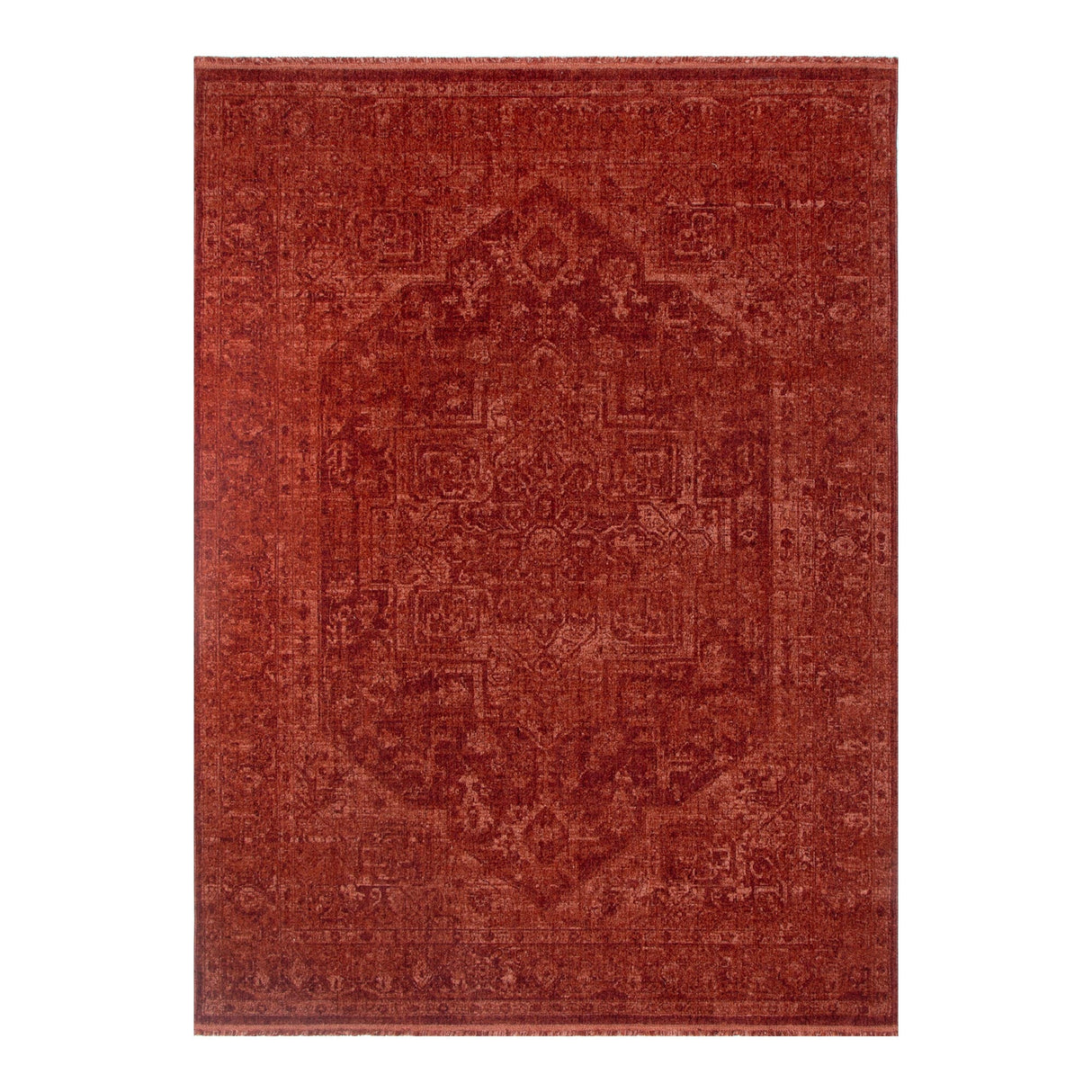 Heritage Distressed Medallion Rust Rug - H101 (Different Tassel)