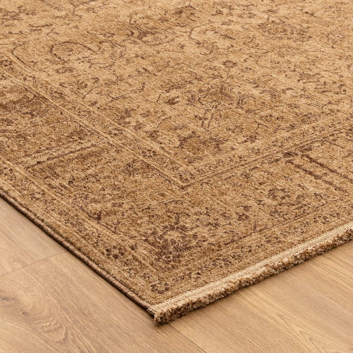 Heritage Distressed Border Mustard Rug - H105: (Different Tassel)