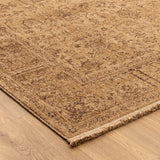 Heritage Distressed Border Mustard Rug - H105: (Different Tassel)
