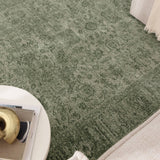 Heritage Distressed Border Green Rug - H107