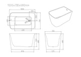 HARVARD Rectangular Corner Bathtub with Overflow (Gloss White) (1000/1100/1300mm)